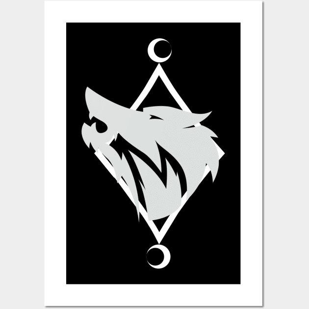 wolf with new moon, wiccan Wall Art by RENAN1989